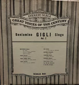 BENIAMINO GIGLI SINGS VOL. 2 GREAT VOICES OF THE CENTURY Vinyl LP NM Ships USA - Imagen 1 de 4