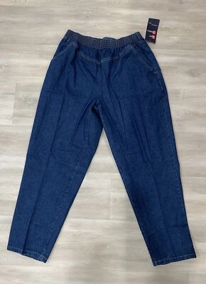 Lord Isaacs Pants Women 16 Petite  Elastic Waist Pull On Blue Denim Jeans - Image 1 of 4