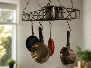 Wrought Iron Kitchen Pot Rack- Ceiling Mount- Amish Made - Picture 1 of 7