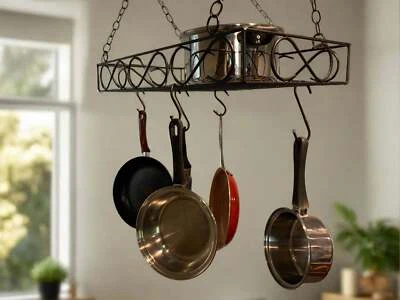 Wrought Iron Kitchen Pot Rack- Ceiling Mount- Amish Made - Image 1 of 4