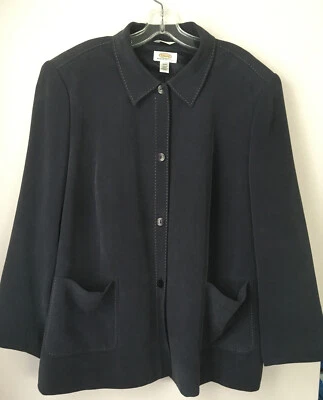 Talbots Plus 20 Вт Маленькая Синяя Выстиранная Шелковая Куртка на Пуговицах Передняя W Соответствующие Брюки 22W - Изображение 1 из 4