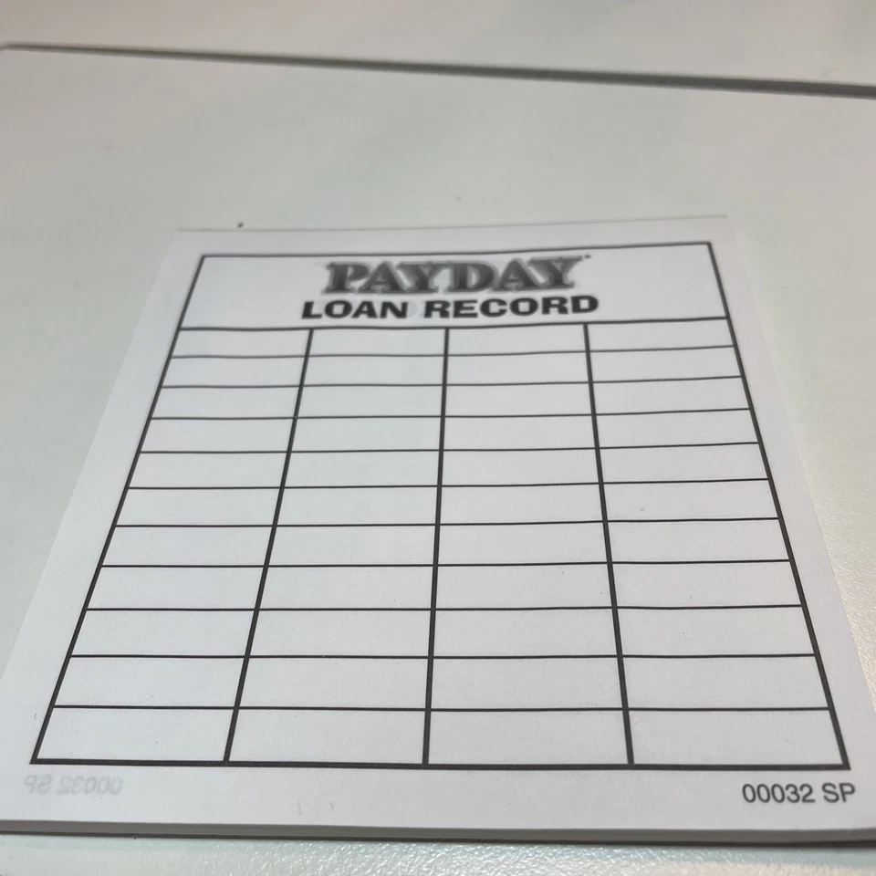 1994 Pay Day Game Replacement Parts Loan Record Pad Double-Sided 26 Sheet B2 - Image 1 of 4