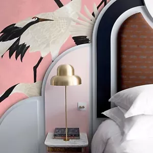 Eco-Friendly Wallpaper Japanese Herons Pink on Paper Sheets Made in Italy - Picture 1 of 14