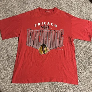 Vintage Chicago Blackhawks 1993  Starter T-shirt L Single Stitch Nhl Usa 90s - Picture 1 of 8