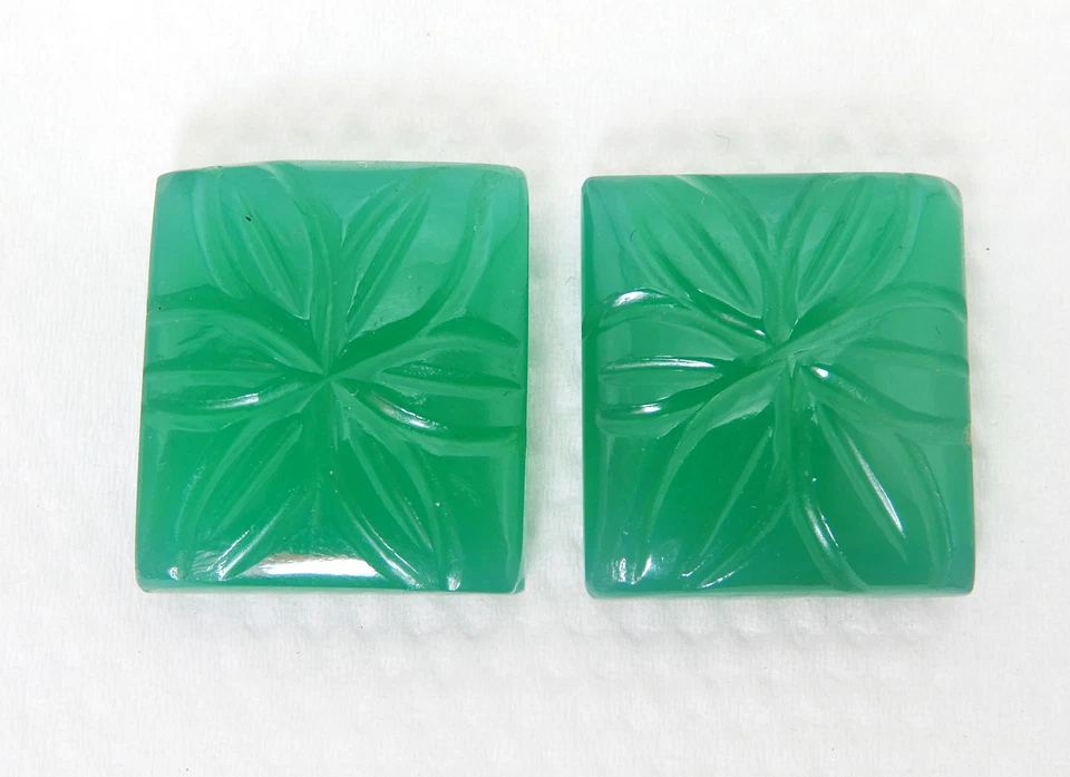 Par de piedras preciosas sueltas talladas de ónix verde 44,50 quilates con forma de esmeralda certificada natural Foto 1 de 4