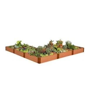 Frame It All L-Shaped Raised Garden Bed 12' x 12' x 11" Modular Classic Sienna - Picture 1 of 7