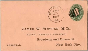 Pennsylvania Shickshinny 1895 ovales Bargitter Post Schreibwaren Umschlag. - Bild 1 von 1