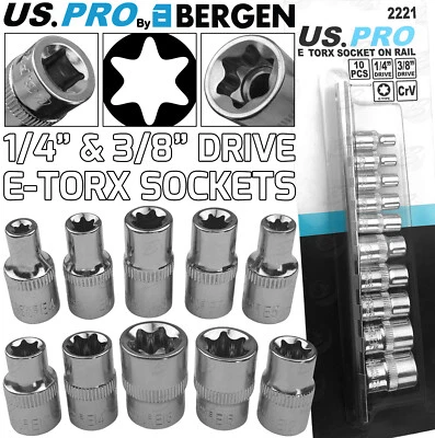 US PRO E TORX External E Torx Female Torx Sockets 1/4" 3/8" Drive Sockets E-Torx - Image 1 of 4