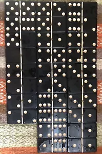 vintage Black Crisloid DOMINO SET TOY 28 Dominoes Game Tiles AS-IS 5 broken - Picture 1 of 3