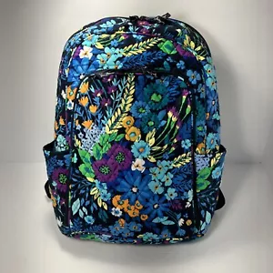 Vera Bradley Campus Backpack Midnight Blues Flower Pattern Laptop Computer - Picture 1 of 15