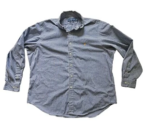 Ralph Lauren Mens Sz 17 1/2 34/35 Classic Fit Button Down Shirt Blue White Strip - Picture 1 of 9