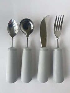 Kinsman Weighted Utensil Spoon Fork Knife Soup Spoon Lot of 4 Rehab Therapy - Picture 1 of 6