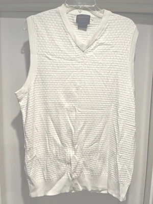 Vtg Pendleton Mens Sweater Vest L White Woven Grid Pattern Outdoor Hiking USA - Image 1 of 4