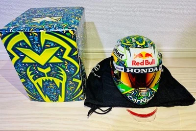 Max Verstappen 1/2 Helmet Red Bull Honda 2021 Brazil GP Special - Image 1 of 4