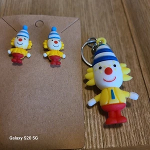 Handmade Clown Earrings and Keychain Set Kids Jewelry Fun Novelty Cute - Picture 1 of 5