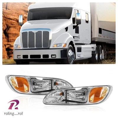 2005-2015 Fit Peterbilt 325/384/386 Truck Chrome Headlights Headlamps Left+Right Foto 1 de 4