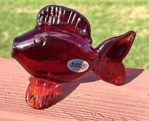 Blenko Weekend Glass Minnow - Ruby New “2025”            5 3/4” L  X  3 3/4” H - Picture 1 of 19