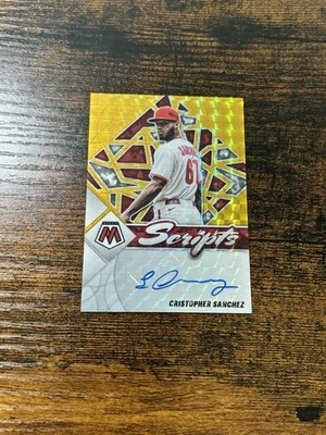 2022 Mosaic Scripts RC SSP GOLD Prizm Christopher Sanchez SC-CS Phillies Auto - Image 1 of 2