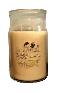 ICED BANANA POP CANDLE LARGE SIGNATURE JAR 20 OZ - 2 WICK YANKEE CANDLE YELLOW - Picture 1 of 3