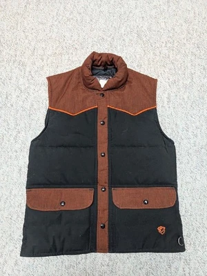 Chaleco acolchado vintage años 70 ARCTIC CAT moto de nieve S negro/marrón 36-38 western Foto 1 de 4