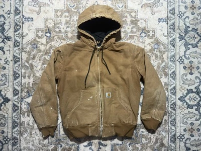 Carhartt WJ130 BRN коричневая куртка женщин маленький утка холст с капюшоном искусственно состаренный - Изображение 1 из 4