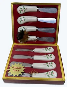 8 Lenox Christmas Holiday Holly Berries Spreader Butter Knives - Picture 1 of 5