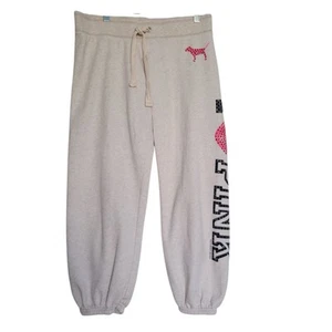 Y2k Rare Victoria’s Secret I Love Pink with Dog Rhinestone Blink Sweatpants SM - Picture 1 of 10