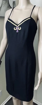 Mini Vestido JOSEPH RIBKOFF Para Mujer Vintage Retro Vaina Bordada Cuerda talla 4 Foto 1 de 4