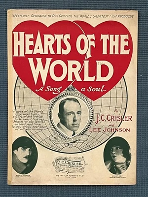 Partituras Hearts Of The World, 1918, dedicadas a DW Griffith, con Lillian Gish Foto 1 de 3