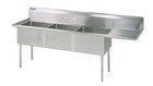 BK Resources 3 Compartment 15x15x14 Sink w/ (1) 15" Right Drainboard