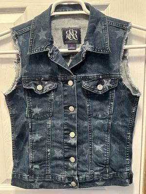 Chaleco Rock & Republic Mujer Sin Mangas Dobladillo Deshilachado Estrella Talla Pequeña, Bolsillos Foto 1 de 4