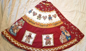 VTG Large Christmas Teddy Bear Red Tree Skirt 52" Gingerbread Cookies Pre-Owned - Picture 1 of 5