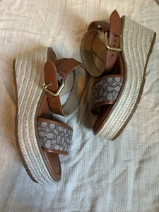 Women’s Coach Wedges Katherine Espadrille Wedge Sandals Size 8 Cocoa Burnis - Picture 1 of 9