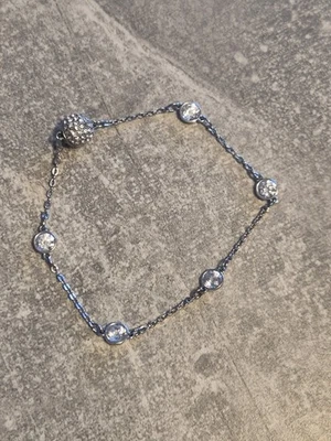 Swarovski Armband Silber gebraucht Schmuck Glitzer  5 Steine Verschluss Kugel  - Bild 1 von 4
