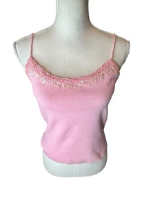 Nuevo con etiquetas Sujetador incorporado Dana Buchman 100 % seda rosa secuencia sin mangas talla mediana - Imagen 1 de 4