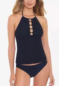 Salt + Cove Junior Black Crochet High-Neck Tankini Swimsuit Top Size Small Beach - Picture 1 of 5