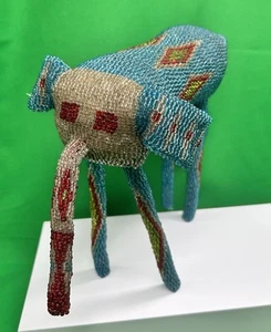 South Africa Handmade Beaded Animal Elephant Folklore Sculpture Figurine 8” X 9” - Picture 1 of 13