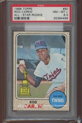 1968 Topps #80 Rod Carew All-Star Rookie Cup Minnesota Twins HOF PSA 8.5 NM-MT+ - Image 1 of 2