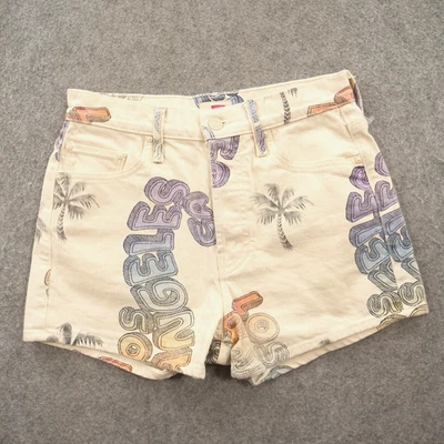 Pantalones Cortos de Denim Madre Mujer 25 Beige Tomcat Estampado Gráfico Tiro Medio Foto 1 de 4