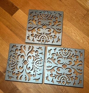 Umbra U Loft Floral Metal Decorative Wall Tiles Set Of (3) 9.5” - Picture 1 of 7