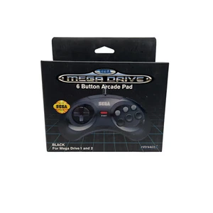 Retro-bit x SEGA Megadrive Clear Blue 6 botones Arcade Pad NUEVO - Imagen 1 de 4