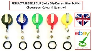 Personal Retractable Belt Clip YoYo Key Reel Hand Sanitiser Hygienic 5 COLOURS!! - Picture 1 of 14