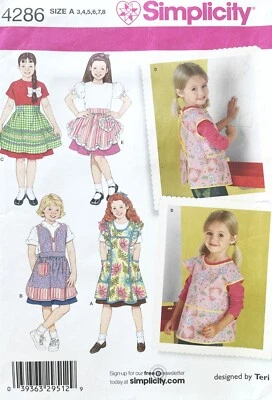 Simplicity Child's Apron Pattern 4286 Size 3-8 UNCUT - Image 1 of 2