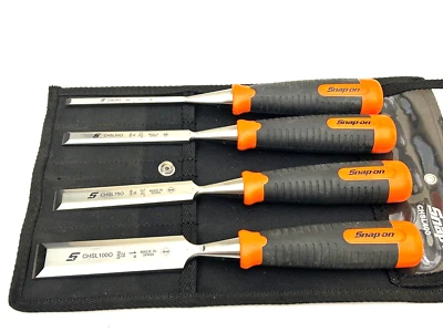Snap on Tools New CHSL400 Orange 4 Piece 1/4-1" Composite Handle Grip Chisel Set - Image 1 of 4