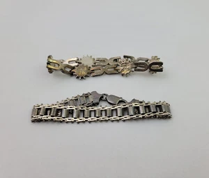 VTG Lot of 2 Sterling Silver 925 Sun Face & Milor Italy Link Bracelets 7 3/8” - Picture 1 of 4