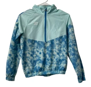 Umbro Big Girls Youth Measured Half Zip Tye-Dye Pullover Windbreaker Jacket Blue - Picture 1 of 10