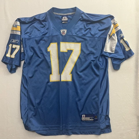 Men's XL Reebok Football Jersey NFL San Diego Chargers #17 Philip Rivers Blue Cover