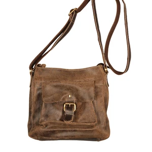 Rowallan Handmade Genuine Fine Leather Suede Crossbody Bag Brown Distressed - Imagen 1 de 13