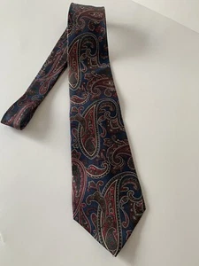 Mens Claybrooke Tie Red Blue 100% Silk Paisley Print - Picture 1 of 6