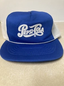 Vintage 80s Rare Retro Pepsi Cola - Dash Blue White  Trucker Hat - Picture 1 of 9